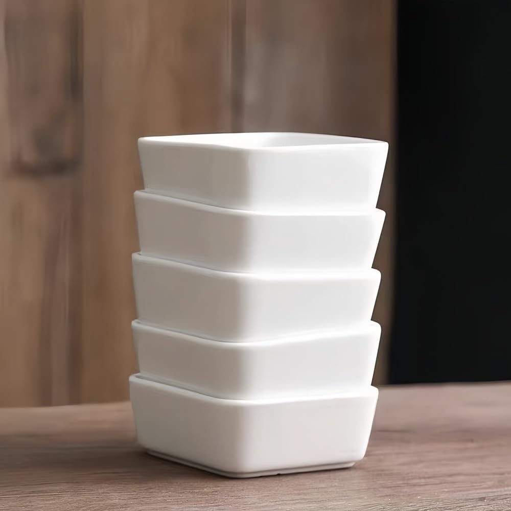Miska do zanurzania Ceramiczny biały kwadratowy talerz, 6-częściowy na przekąski, restauracja hotelowa Przyprawa