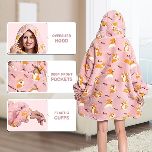 Oversized Blanket Hoodie, Adult Women Sherpa Fleece Wearable Blanket Warm and Cozy Giant Hooded Blanket Fluffy Sweatshirt for Women and Men - Image 4