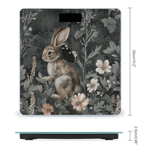 Báscula digital de baño Flores y Conejo 26x26 cm miniatura 2