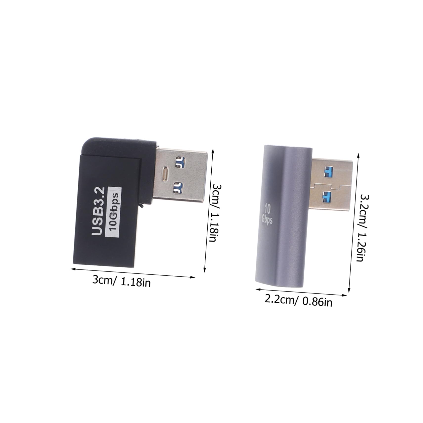 Angoily 2pcs 90 Degree USB Adapter Angled USB Male to Female Connector Right Angle