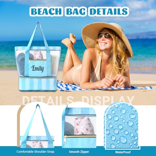 Ulico Personalzied Insulated Beach Bag,Custom Cooler Tote Bag Compartment,Detachable Picnic Pool Bag with Zipper for Women3