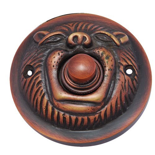 Adonai Hardware Lion Brass Bell Push or Door Bell or Push Button - Antique Copper