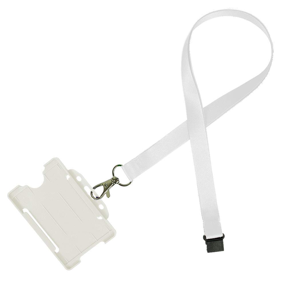 Pack of 25 White Lanyards with Open Faced Card Holder for ID Cards, Name Badges, and More - Durable Breakaway White Neck Strap Suitable for Everyday Use โ image 1