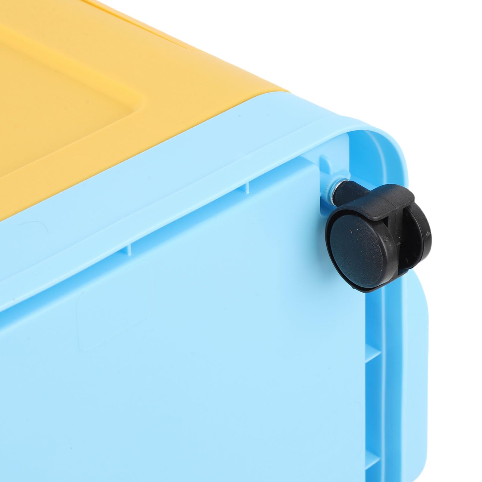 Caja de Juguetes con Ruedas, Palanca de Almacenamiento de Juguetes Tapa de Piedra Plegable para Niños para Niños (azul amarillo)