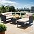 Devoko Outdoor Patio Furniture 3-Piece Rattan Water Resistant Patio Conversation Set All Weather Sectional Patio Sofa with Thick Cushion Glass Table for Balcony, Garden (Beige)