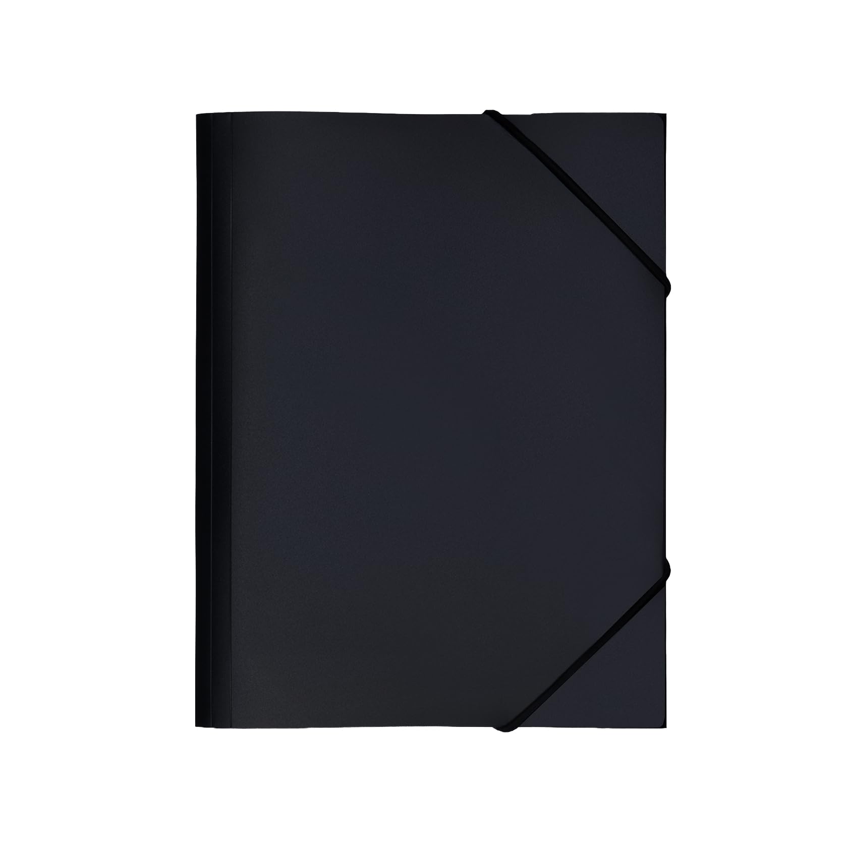 RAYLU PAPER - A5 Folder with Elastic Bands and Flaps - Storage Folders for Documents, Office and School, Made with 100% Recyclable Polypropylene (A5, Black)