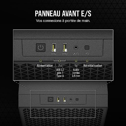 Corsair 3000D Airflow - Boîtier PC Mid-Tower - Ventilateurs 3 Broches - Support GPU 4 Emplacements - Convient pour 8 Ventilateurs 120mm - Design High-Airflow - Noir