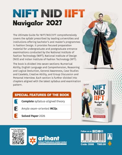 Image of Arihant NIFT /NID /IIFT Entrance Exam 2027 | Complete Study Guide for NIFT,NID & IIFT, GAT, CAT & Situation Test | Concept Theory, Visual Sketching, Mock Tests & Previous Year Papers | Solved Paper 2026