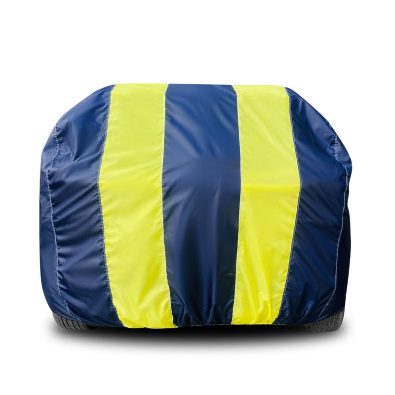 Image of MADAFIYA Car Cover for Maruti S Presso (2019 to 2024 Models) with Mirror Pocket, Triple Stitched, All Weather Protection, Breathable Fabric, Full Size (Heavy Duty Yellow)