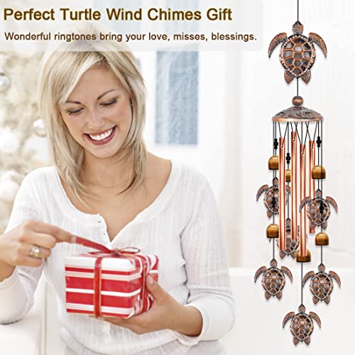 Image of Turtle Wind Chimes for Outside, Sea Turtle Gifts for Women, Turtle Decor