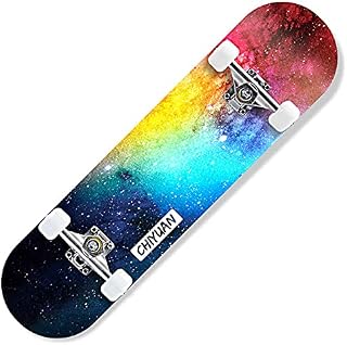 BOLLAER Maple Skateboard, Complete Skateboard 80 x 20cm / 31.5 x 8inch Maple Double Kick Deck Concave Cruiser Beginner Skateboard Teen Girl Adult Scooter