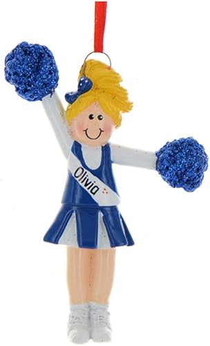 Miniatura 10 de Adornos personalizados de animadora 2024  Disfraz verde de animadora, adornos de Navidad, adorno de baile de animadora para niña, rubio con pompón