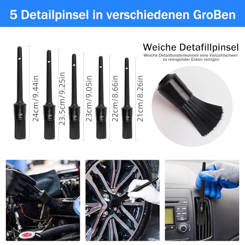Kit de nettoyage de voiture 31 pièces, brosse de nettoyage de voiture, brosse de nettoyage de voiture, brosse de nettoyage de roue de voiture, brosse de dépoussiérage pour intérieur et – Image 6