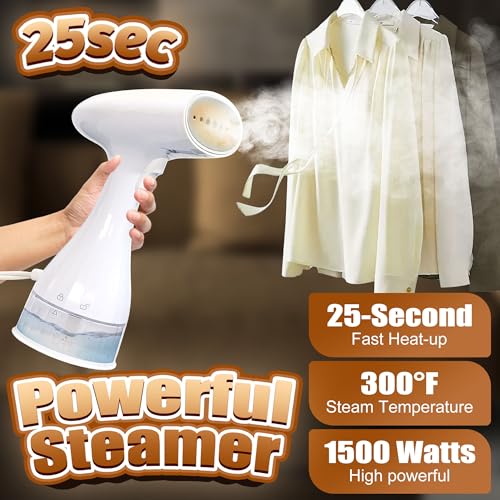 Portable Handheld Clothes Steamer - 1500W Fast Heat-up Iron with Large Water Tank, Wrinkle Remover for Home, Office, Travel