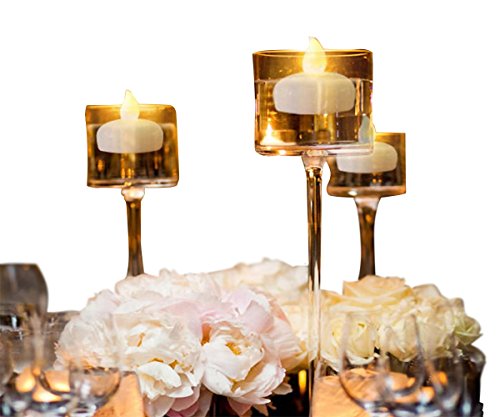 12 Piezas Sin llama Parpadeo Luces de té / Velas Flotantes para Centros de Mesa,  Larga vida Activado por agua LED Luces de té para la Boda Fiesta Decoración Floral Batería Incluida (Cálido amarillo)