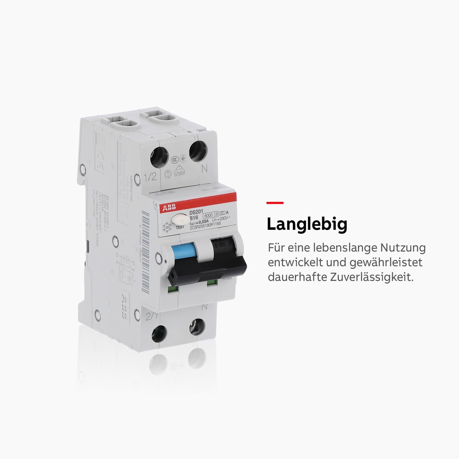 ABB DS201A-B16 FI/LS-Schalter 6kA, 1P+N, Typ A, B16, 30mA, 2 TE• Sicherungsautomat • Leitungsschutzschalter • 2-poliger Fi-Schalter • FI-Schutzschalter • 2CSR255180R1165