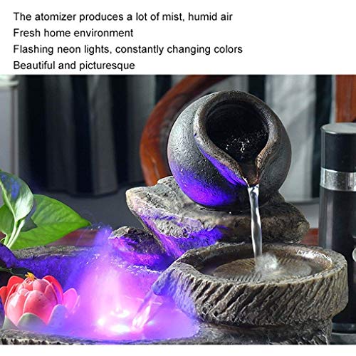 Desktop-Brunnen Kreativer Desktop-Brunnen Innenbrunnen Wasserfall Natural Tilt Kettle Fischteich Blumentopf Mit Zerstäuber Und Licht Dekorativer Brunnen (Farbe: A) - Image 6