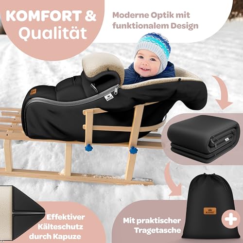 Kidiz® Babyfußsack Winterfußsack Kinderwagen, Universal Fußsack Buggy/Babyschale mit Lammfleece, 3- & 5-Punkt-Gurt, wasserdicht, winddicht… – Ansicht 4