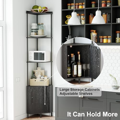 Image of SUNMORY 5 Tier Corner Cabinet, 65.4 inch Tall Corner Shelf with Storage, Display Shelf Corner Shelves for Living Room Decor, Wall Corner Bookshelf, Plant Stand for Bedroom, Bathroom, Kitchen, Small Space | Display Shelf Corner Shelves for Living Room Decor, Wall Corner Bookshelf, Plant Stand for Bedroom, Bathroom, Small Space