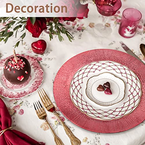 Gfware Round Charger Plates Set Of 6 Shiny Radiation Red, 13In Plastic Round Chargers Place Plate Heavy Duty Under Dinner Plates And Soup Bowl For Table Decor Outdoor Patio Place Weddings #TOP6