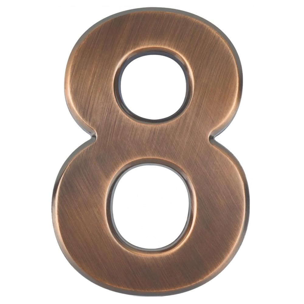 4 inch House Numbers Mailbox Numbers 3D 0-9 Waterproof Numbers for Outside Self Adhesive Number for Door, Garbage Bins, Address Number (Bronze-8)
