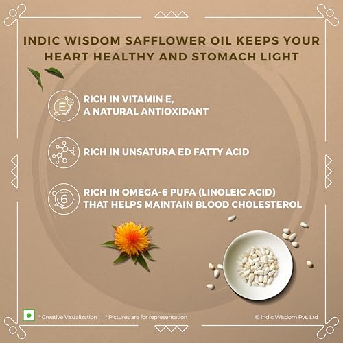 Image of IndicWisdom Wood Pressed Safflower Oil 5 Liter (Cold Pressed Safflower Oil - Extracted on Wooden Churner)
