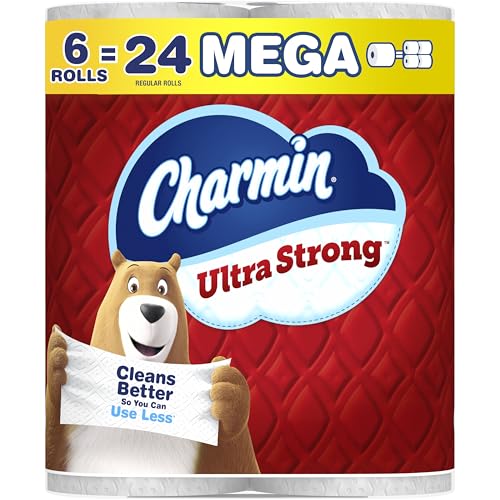 Charmin Ultra Strong Toilet Paper, 6 Mega = 24 Regular Rolls, 2-Ply, White