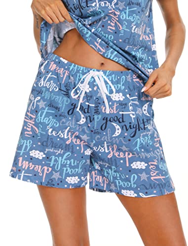 Image of ENJOYNIGHT Women Pajama Shorts Cotton Lounge Bottoms Sleep Shorts with Drawstring & Pockets