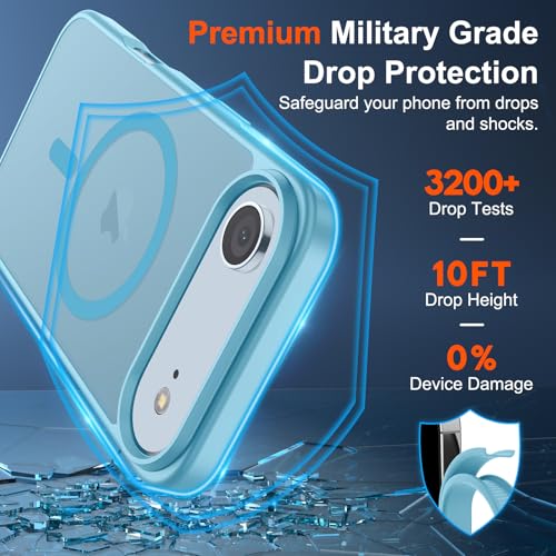 Image of SUPFINE Magnetic for iPhone Air Case (Compatible with MagSafe)(Military Grade Drop Protection) Slim Translucent Matte Shockproof with Anti-Fingerprint Phone Cover for 17 Air,Light Blue