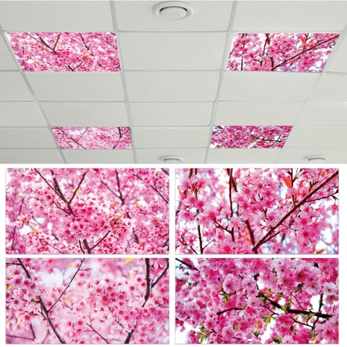 Wiooffen 4 PCS Fluorescent Light Covers (Cherry Blossom)