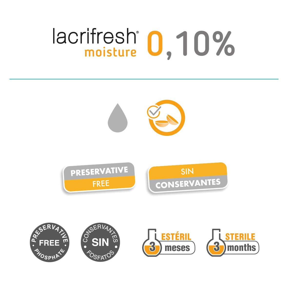 Avizor Lacrifresh Moisture 0.10%, Bottiglia Da 10 ml Di Gocce Oculari Per Alleviare I Sintomi Di Irritazione Oculare - 21 g