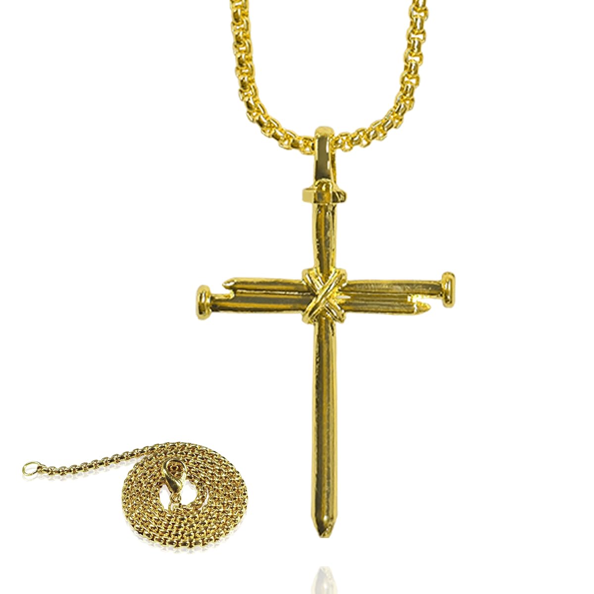 Nail Cross Pendant for Car Rearview Mirror Hanging Accessories - Metal Cross Necklace Ornament Car Interior Rear View