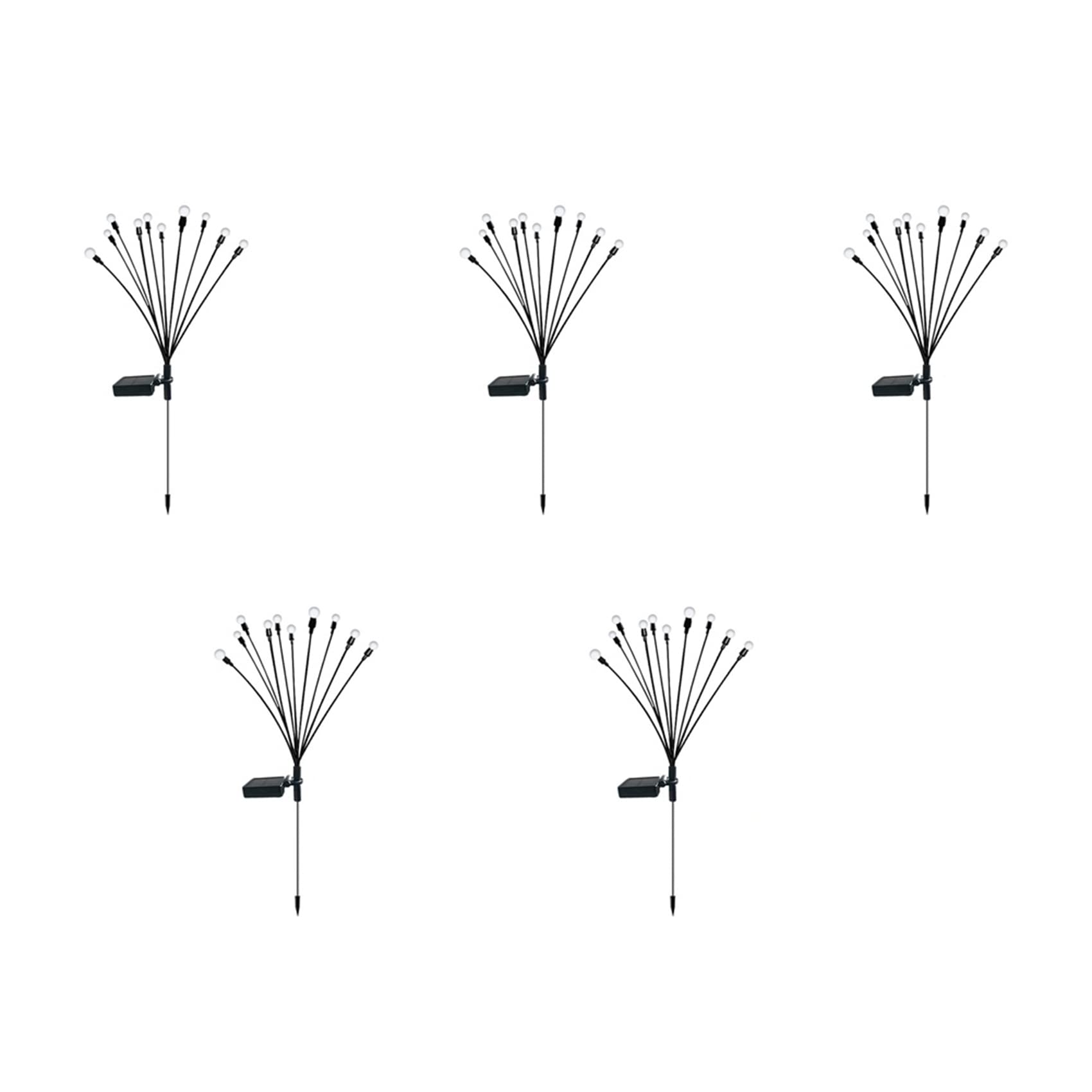 Hndhbfgrt 5PCS 10 Head Solar Powered Firefly Lights, 10 LED Outdoor Waterproof Solar Swaying Garden Lights