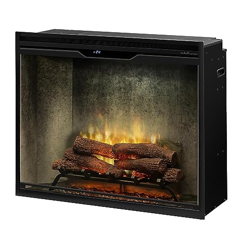 Dimplex Revillusion® 36 Inch Tall Built-in Electric Firebox - Natural Concrete Background - Includes Realistic Faux Logset, Front Glass Panel, Firebox, and Plug Kit