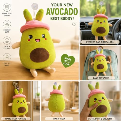 Image of Avocado Soft Toy 30cm with Bunny Ears Cap