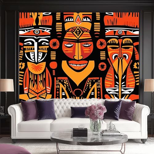 Papel pintado Personajes De Dibujos Animados, 300 x 210 cm Arte Tribal Africano Papel tapiz fotográfico personalizado no tejido para sala de estar y habitación infantil