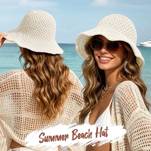 Sombrero de sol para mujer verano playa paja miniatura 4
