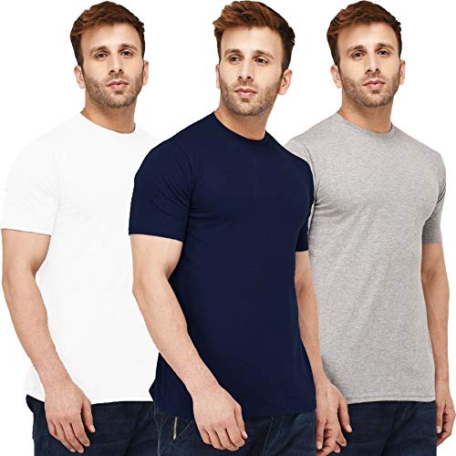 Image of Solid Men Half Sleeve Round Neck T-Shirt (Pack of 3)