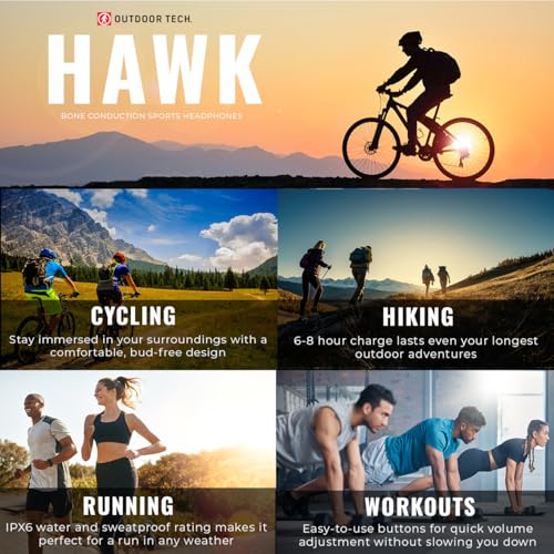 Outdoor Tech - Hawk Bone Conduction Headphones - Wireless Open-Ear Sweatproof Bluetooth 5.0 Lightweight - Ideal for Running Cycling & Group Fitness - Image 6