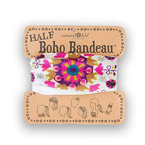Natural Life Half Boho Bandeau NEW Cream Feathers Half Boho Bandeau Cream Feathers Floral Motif