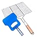Lantelme Grillgitter aufklappbar 60 x 40cm Grillwedel Grillrost Holzgriff für Fleisch Fisch und Gemüse 8238