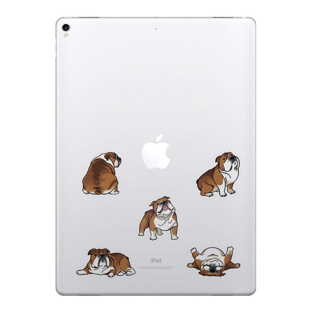 FINCIBO 5 x 5 inch English Bulldog Funny Playful Postures Removable Vinyl Decal Stickers for iPad MacBook Laptop (Or Any Flat Surface)