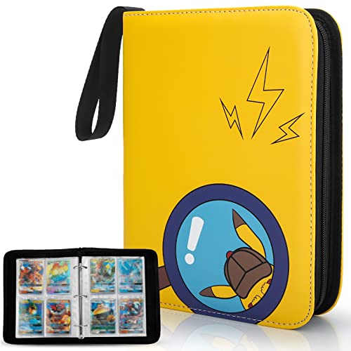 pokemon made up - Yinke Card Binder Compatible with Pokemon Trading Card, Case Binder Holder, Gifts for Boys Holds Up to 400+ Cards Organizer Portable Carry Travel Cover Storage Bag(Magnifying Glass - Yellow)