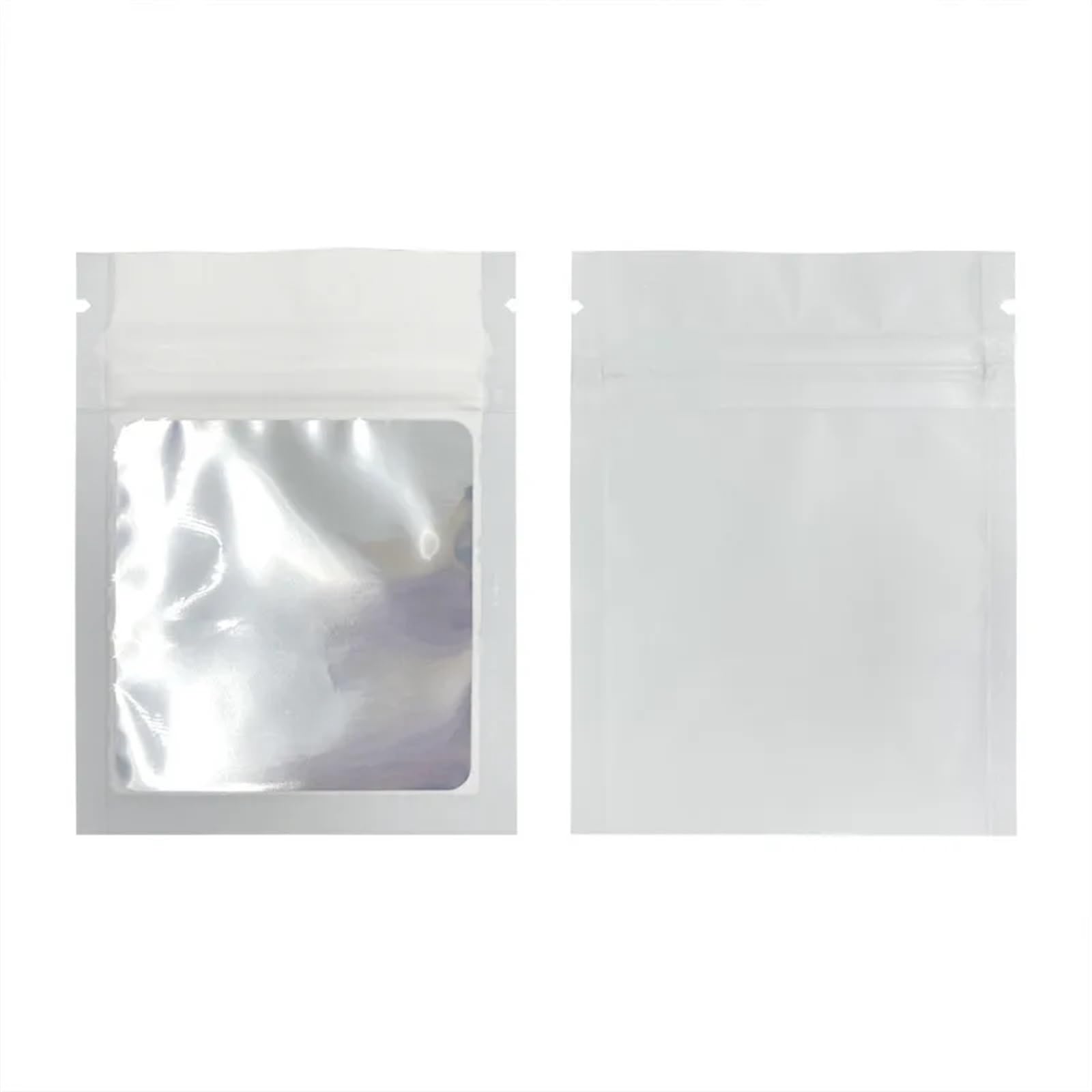 Ziplock Baggies, Flat Mylar Zip Lock Bags Multicolor Resealable(White)