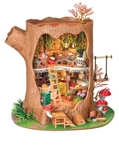 Rolife Miniature Casa sull'albero da favola, 275 pezzi Kit Casa in Miniatura DIY, Modellismo da Costruire Adulti Casa delle Bambole in Legno Puzzle 3D per Adolescenti Regalo calmante para decoración
