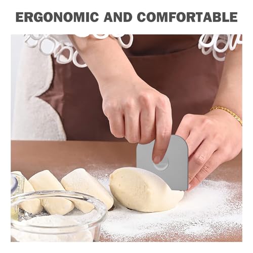 Image of Pan Scraper, 5 Pcs Pot Scraper Plastic, Pot Scraper Non Scratch for Cast Iron, Pot and Pan Cleaning, Sturdy Scraper Kitchen Tool, Grey