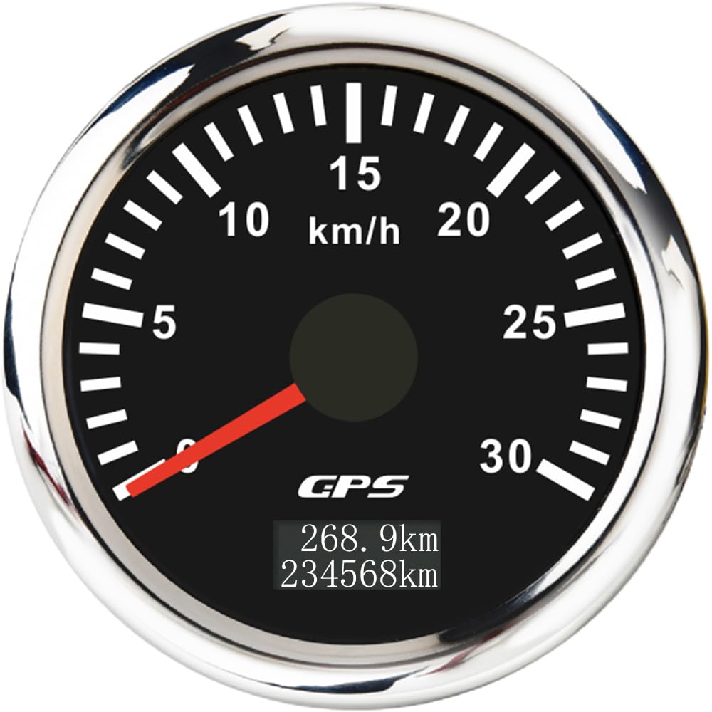 ELING 52mm GPS Speedometer 0-30km/h Speedometer Odometer with 7 Colors Backlight for Forklift Boats