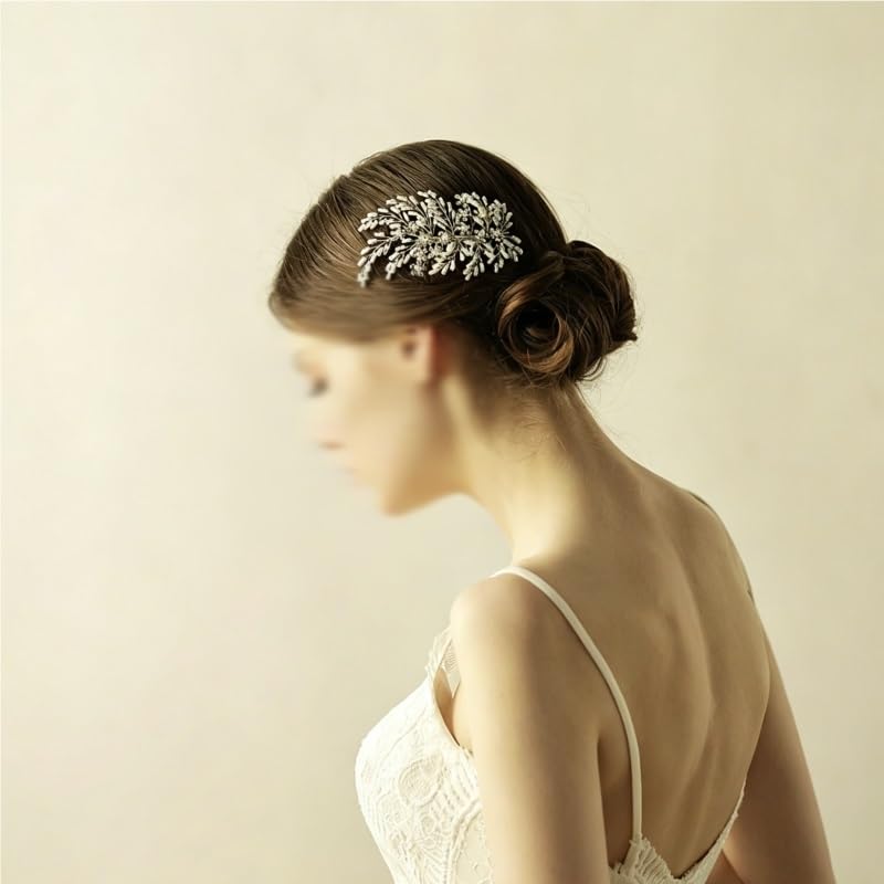 Hand‑woven Tube Bead Bridal Hair Comb Headpiece image 2