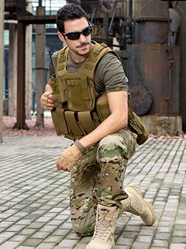 UNISTRENGH Tactical Vest Lightweight Adjustable Airsoft Paintball Vest for CS Filed Combat Military Swat Assault and Shooting Hunting Outdoor Activity (Coyote Brown)