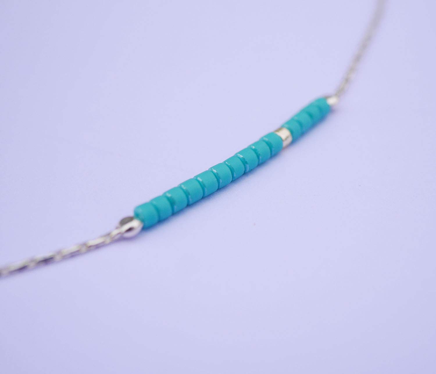 Collier fin choker pierres turquoise - chaine serpent argent 925 - Collier pierres perles turquoise naturel - collier minimaliste discret